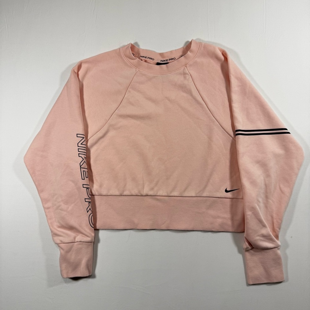 Nike Pro Dri-FIT Pastel Pink Cropped Sweatshirt Women‎ M Athletic Athleisure Gym